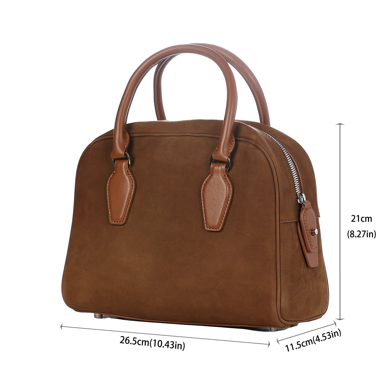 [PD0987] Suede leather Boston dual color inside out 27cm handbag sling bag for women PD0987