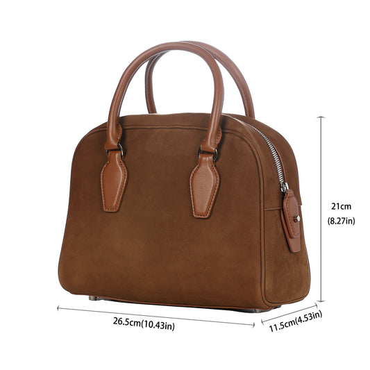 [PD0987] Suede leather Boston dual color inside out 27cm handbag sling bag for women PD0987