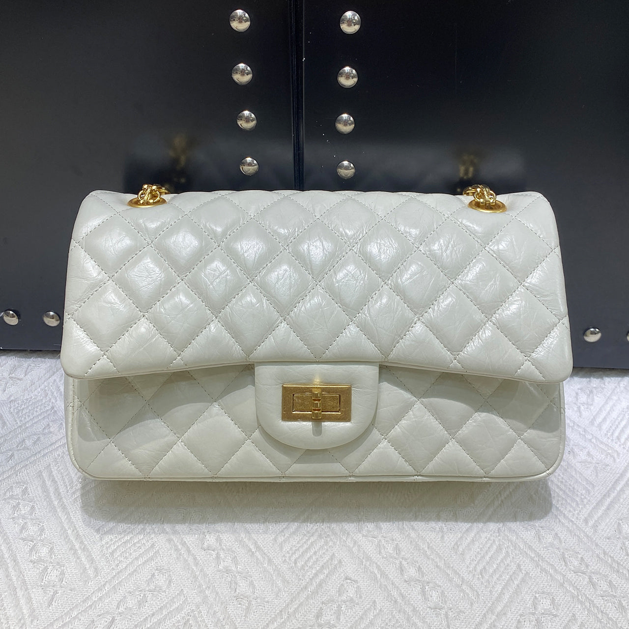 [PD0989] Premium Hand-distressed top grain cowhide double flap diamond quilted bag for women PD0989