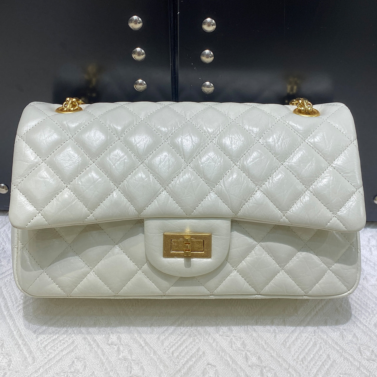 [PD0989] Premium Hand-distressed top grain cowhide double flap diamond quilted bag for women PD0989