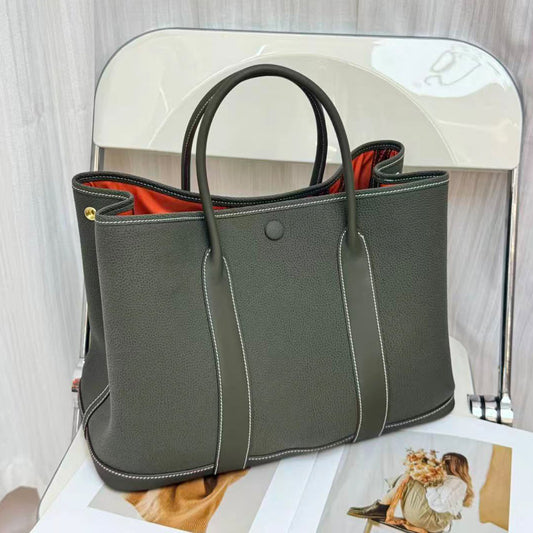 [PD1000] 36cmTop grain cowhide leather muted texture waterproof stain resistant long lasting garden crossbody bag for women PD1000