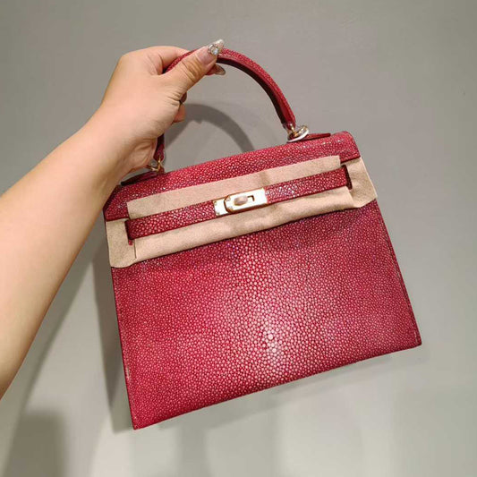 [PD1001] High end limited edition stingray leather handmade stitches kk style crossbody hand bag gift out PD1001