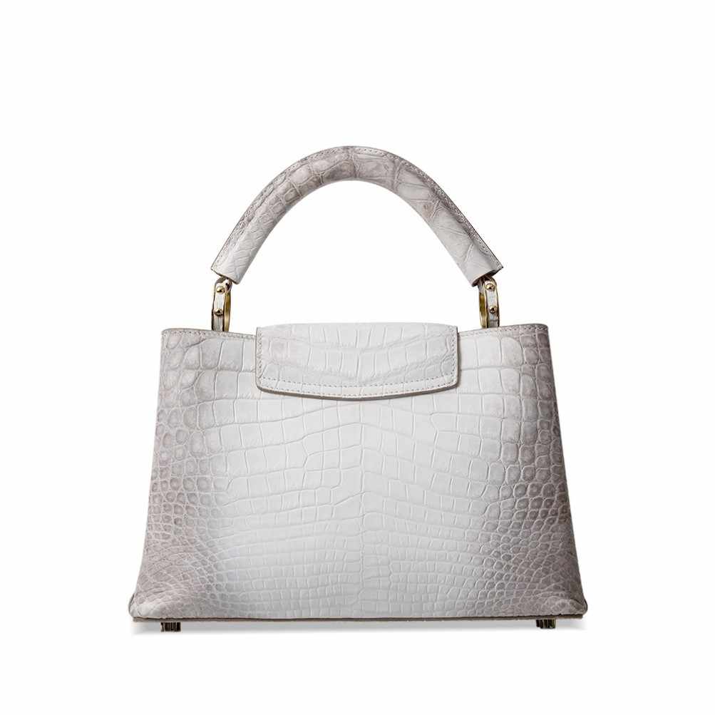 [PD1006] Himalayan white Full crocodile leather handbag crossbody bag 21cm PD1006