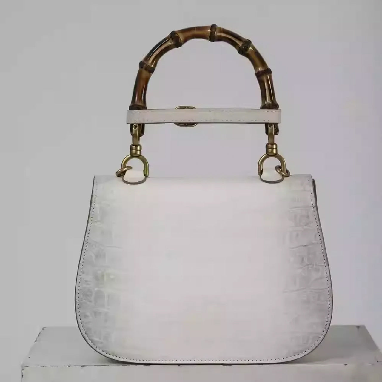 Women's Top-Handle Flap Shoulder Bag in Premium Crocodile Leather PD1007