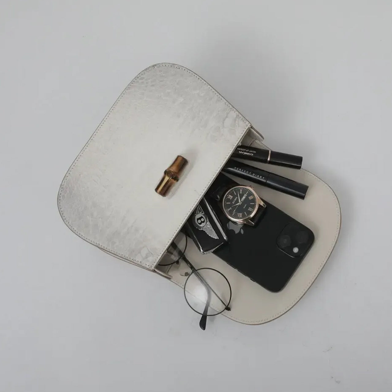 Women's Top-Handle Flap Shoulder Bag in Premium Crocodile Leather PD1007