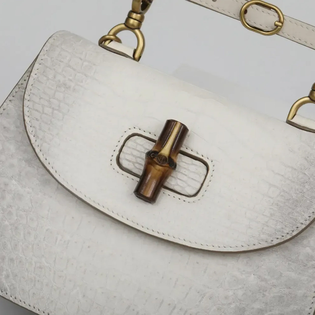 Women's Top-Handle Flap Shoulder Bag in Premium Crocodile Leather PD1007