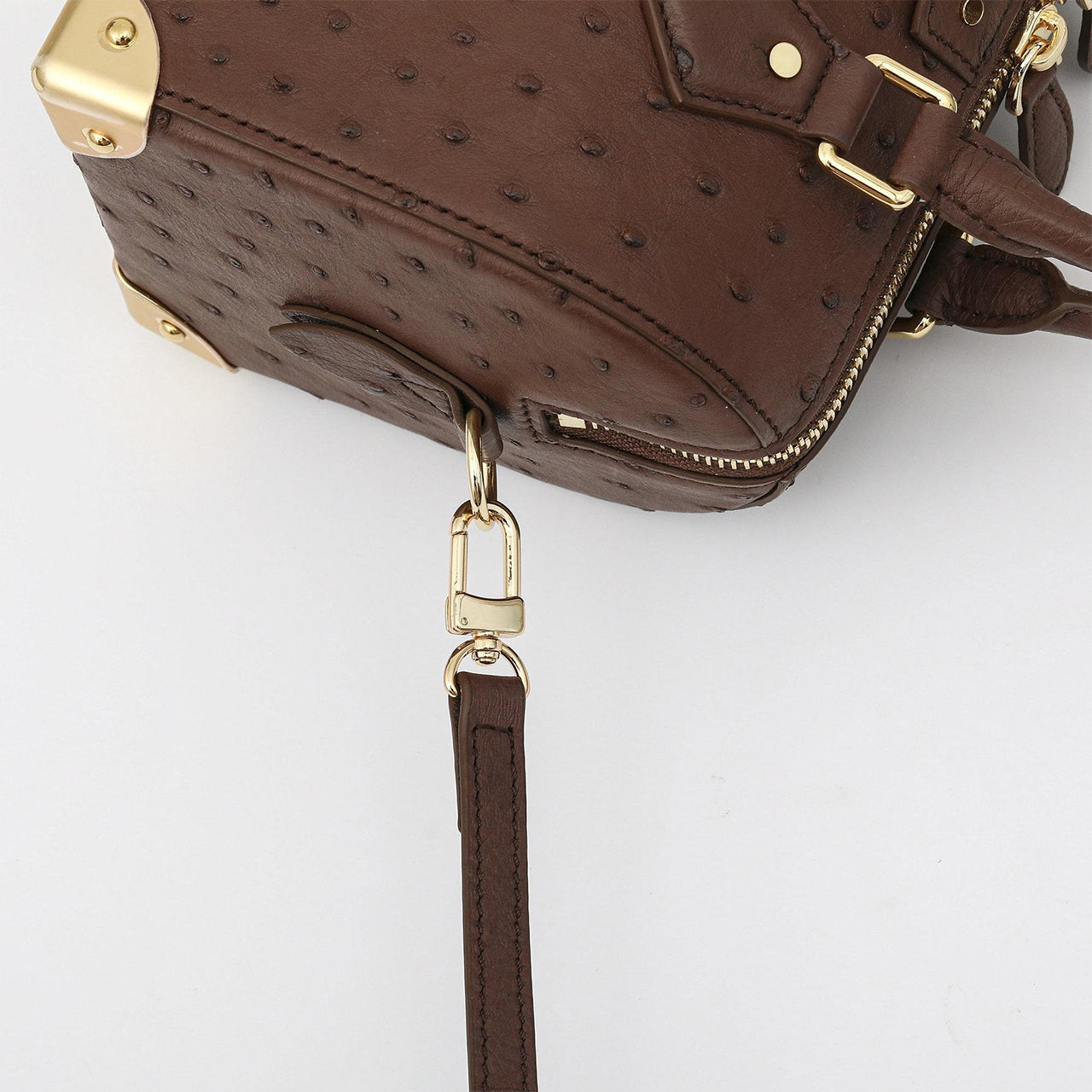 [PD1010] Genuine Ostrich Leather Mini Trunk Bag with long strap handbag crossbody bag PD1010