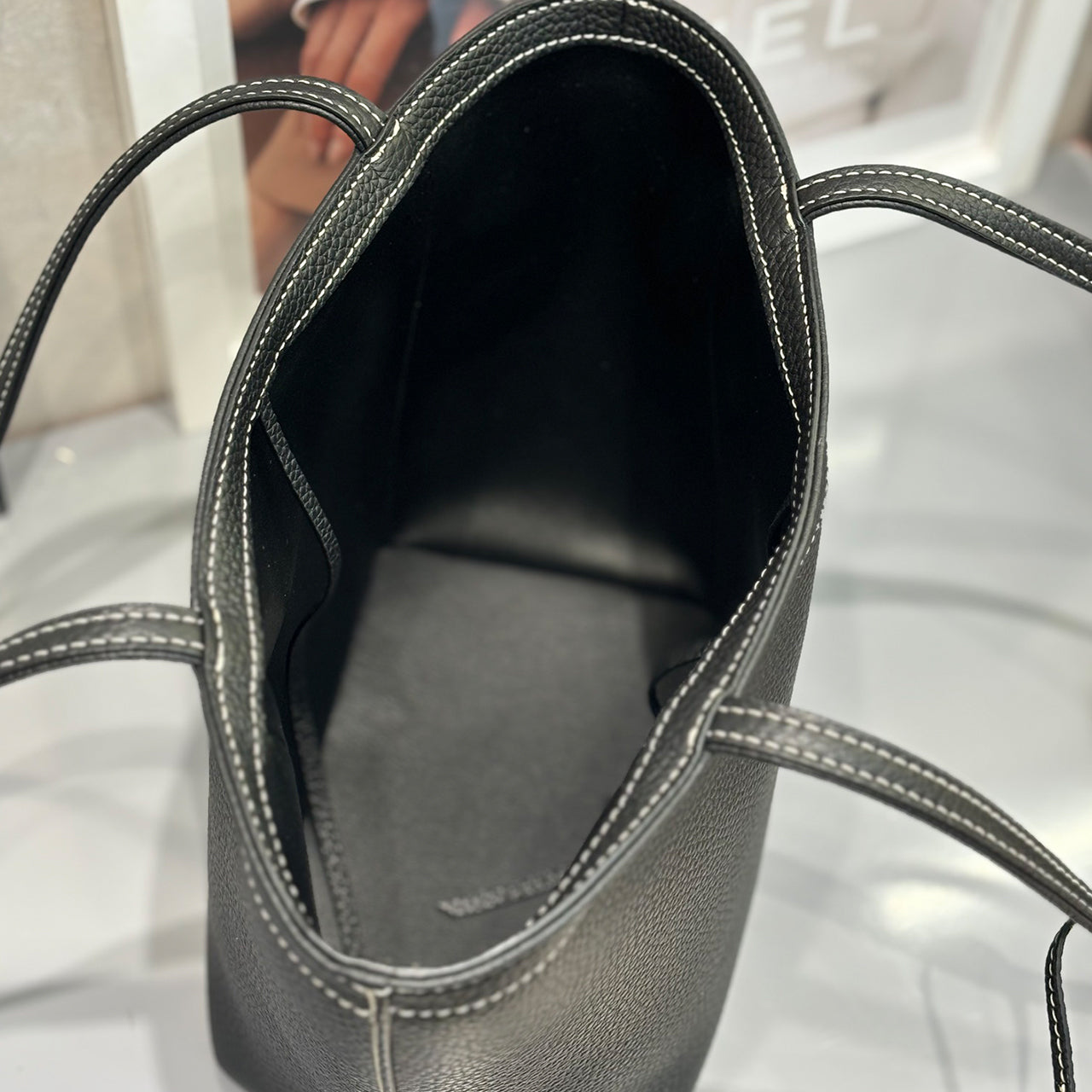 [PD1012] Premium Full leather Handmade stitches Clemence leather shoulder tote bag PD1012