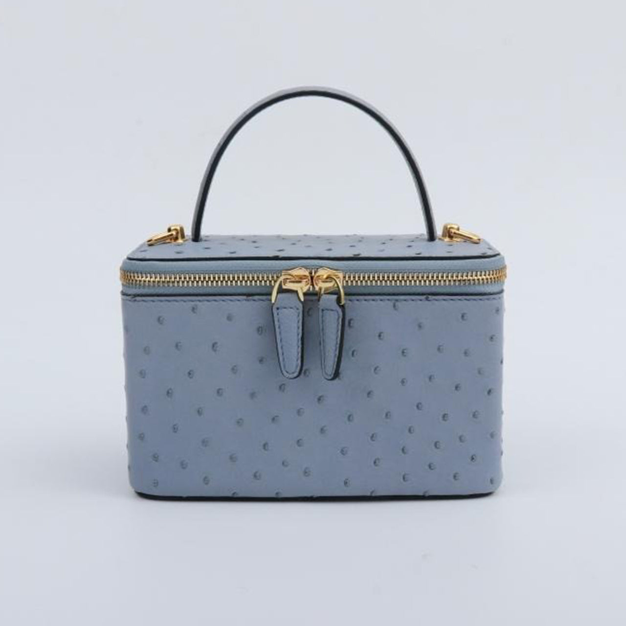 [PD1016] Vanity bag style full genuine Orstrich leather box with chain strap for crossbody gold hardware PD1016