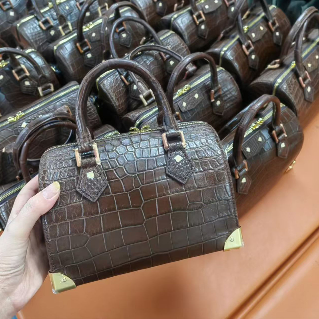 [PD1017] Luxury Women's Crocodile Boston Bag PD1017