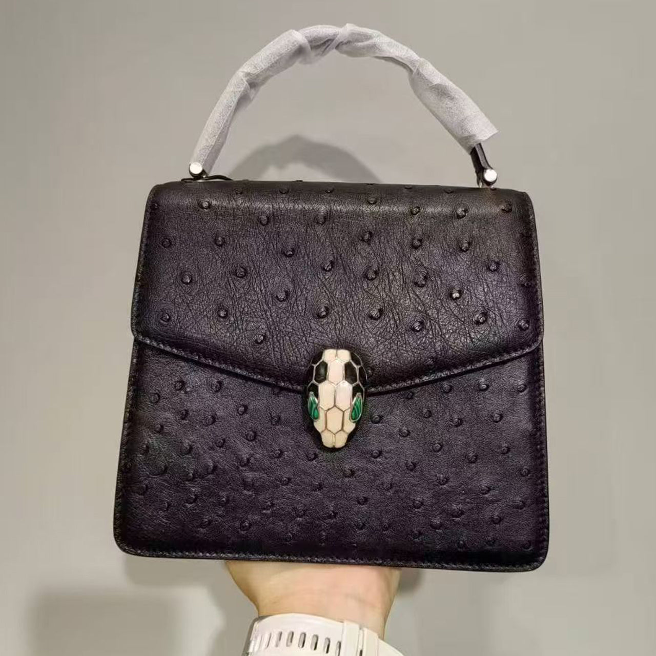 [PD1023] Full original Orstrich leather handmade 20cm crossbody handbag delicate gift PD1023