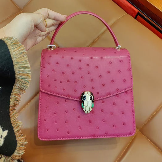 [PD1023] Full original Orstrich leather handmade 20cm crossbody handbag delicate gift PD1023