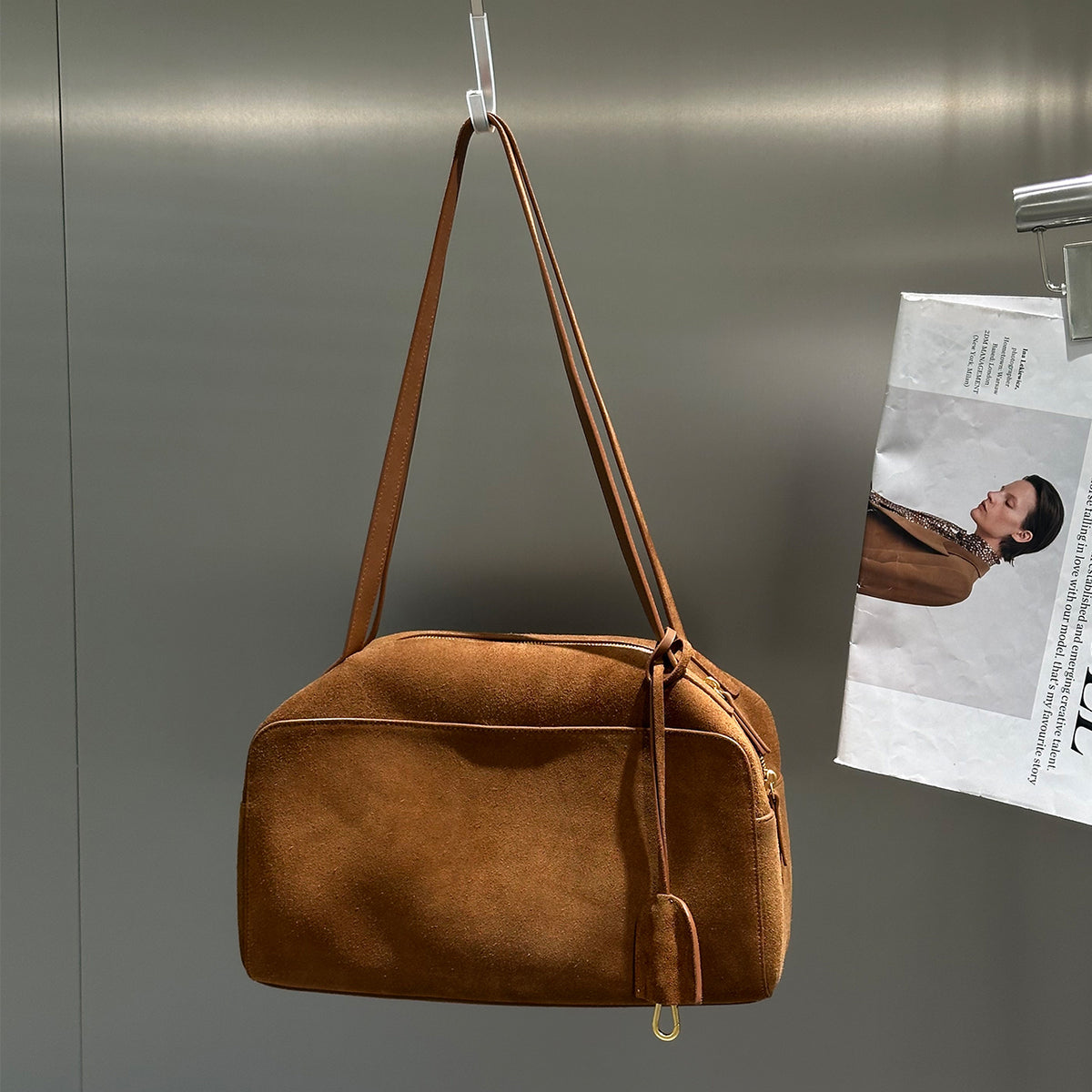 [PD1214] East west style Premium suede leather size31.5cm shoulder bag for women  PD1214