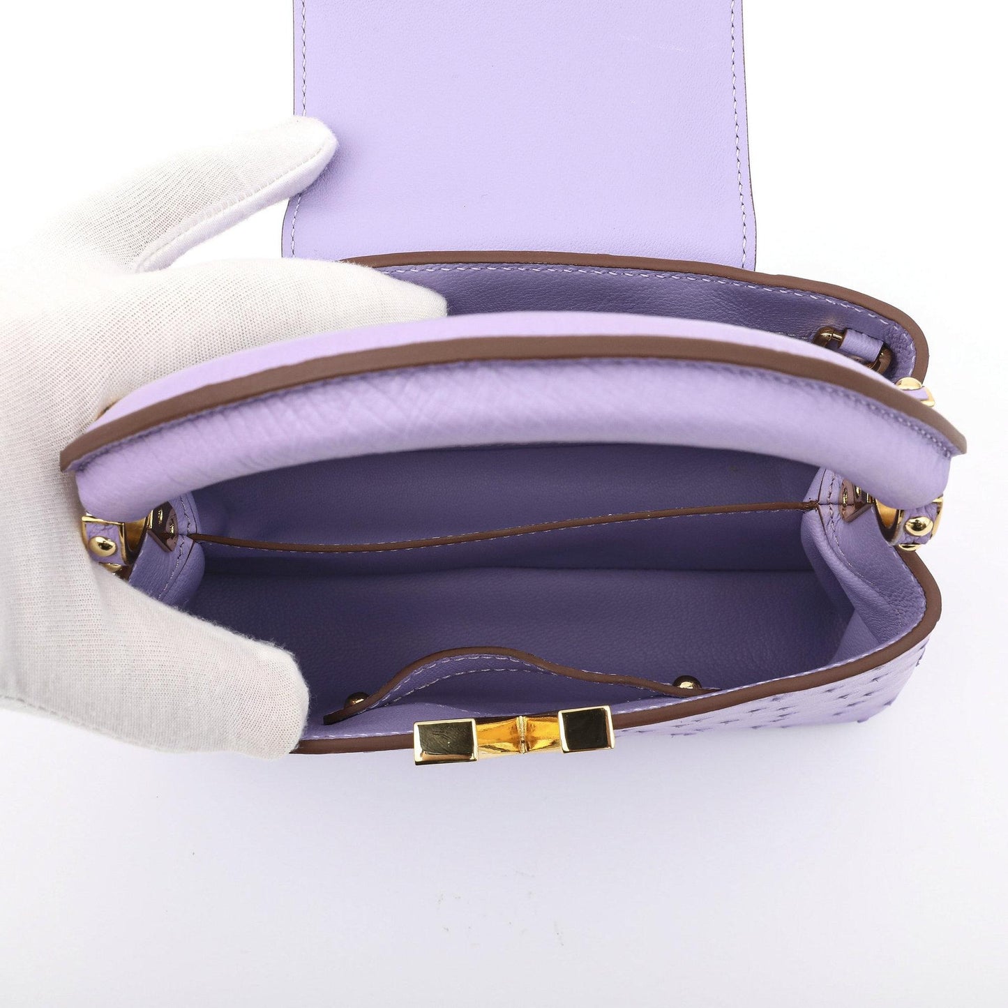 [PD1036] Size 21cm handmade genuine Orstrich full leather small V style handbag crossbody sling bag PD1036