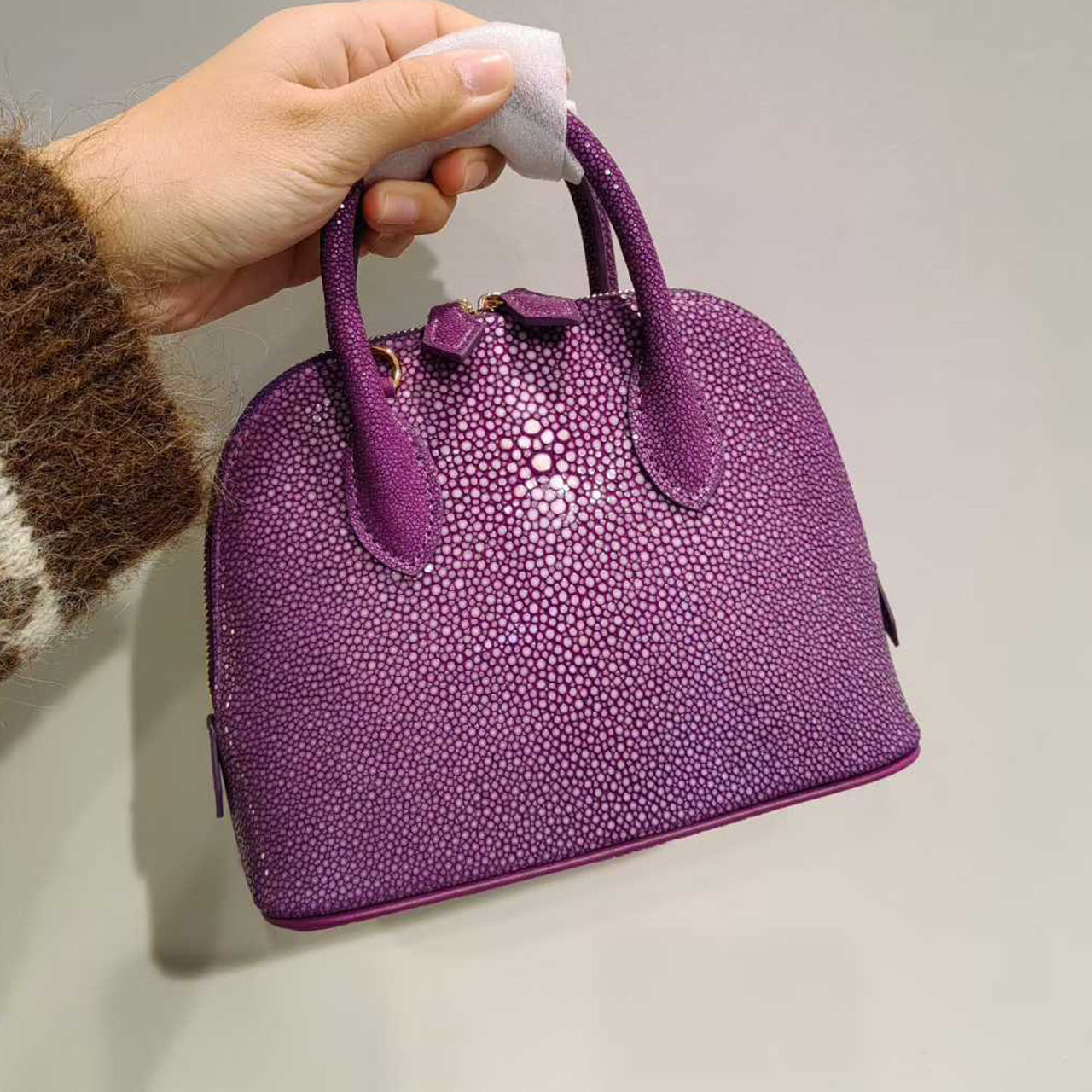 [PD1039] High end limited edition real pearl fish skin 19cm mini seashell bag crossbody bag PD1039