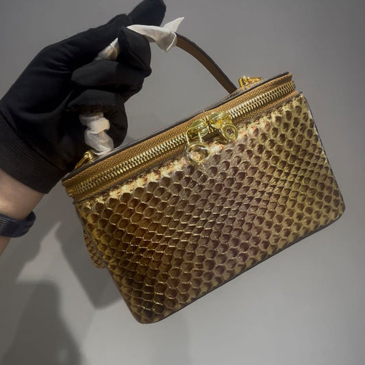 [PD1041] Full delicate snakeskin vanity bag size 18cm can fit cellphone with adjustable sling PD1041