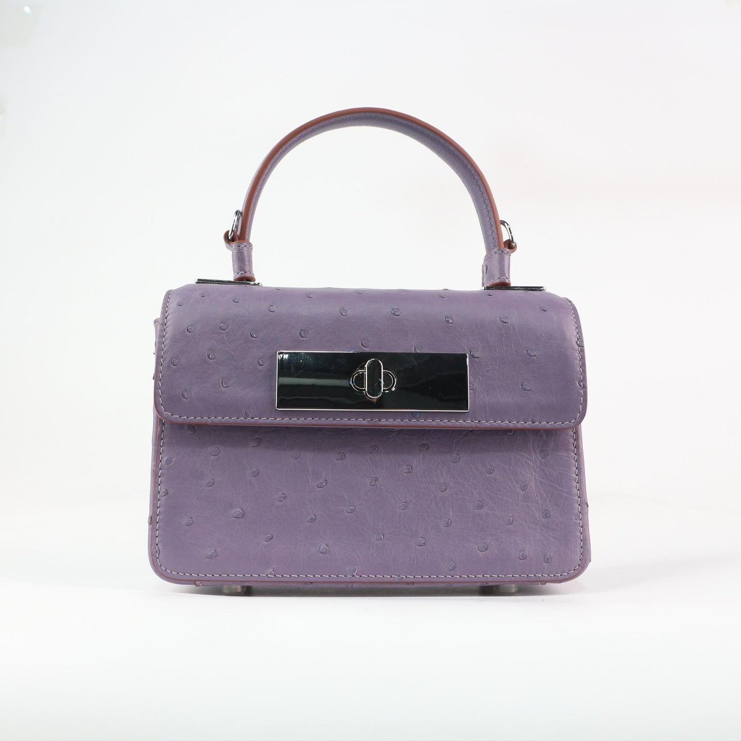 [PD1048] Luxury Grade Ostrich Leather Women's Top Flap Handbag Genuine Leather Crossbody Bag Shoulder Bag 18cm PD1048