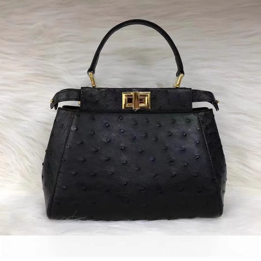[PD1049] Luxury Women's Ostrich Leather Handbag & Crossbody Bag PD1049