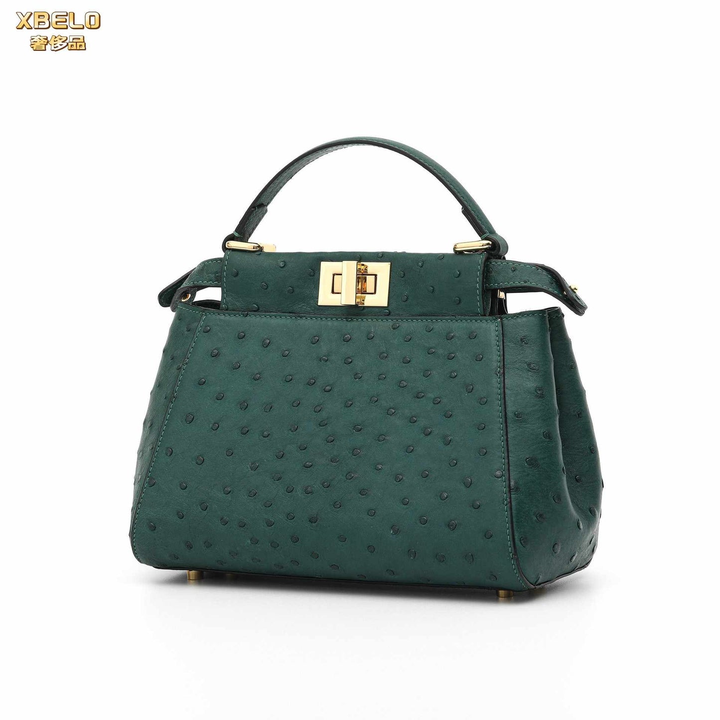 [PD1049] Luxury Women's Ostrich Leather Handbag & Crossbody Bag PD1049