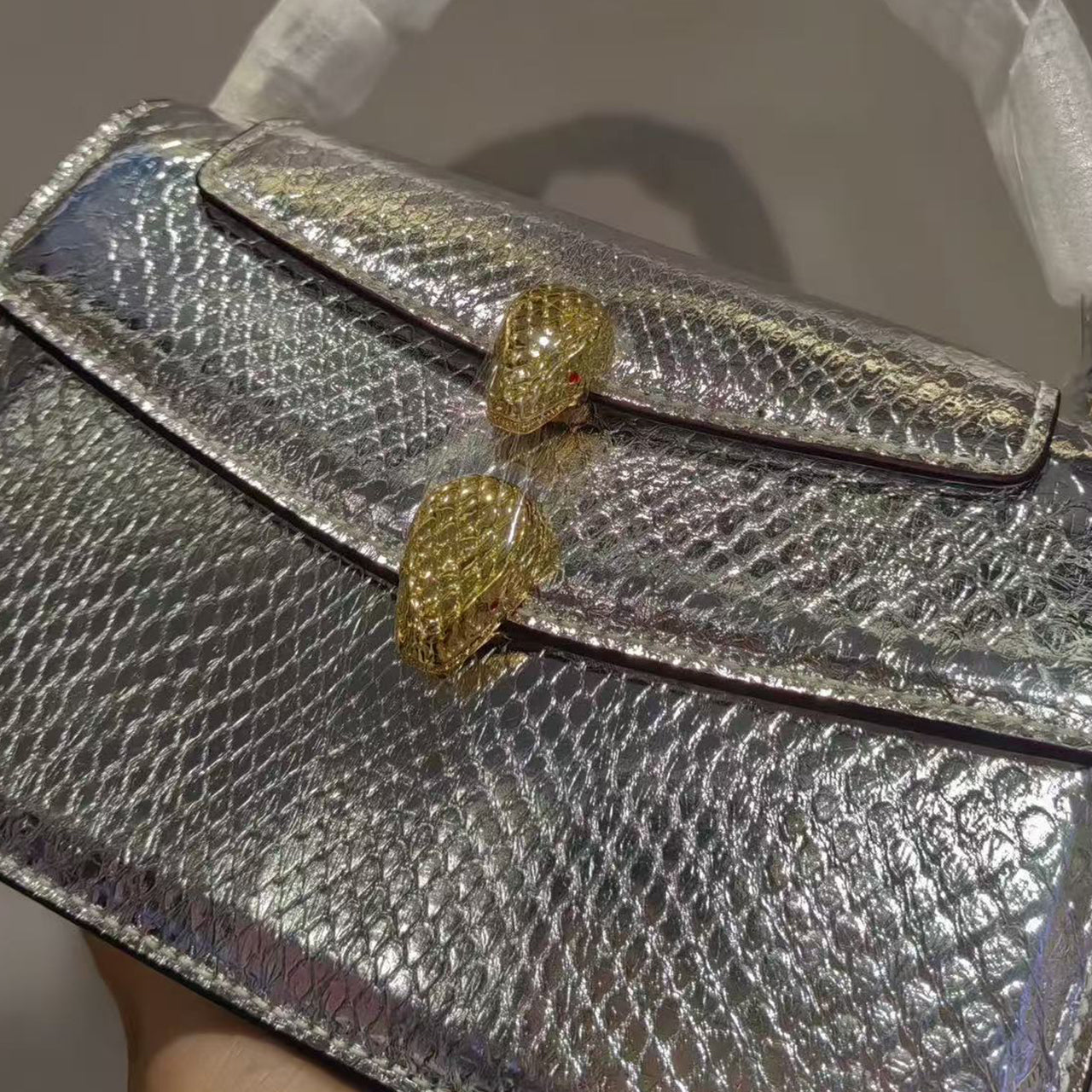 [PD1060] Double snakeheads genuine snakeskin crossbody handbag handmade bag for women PD1060