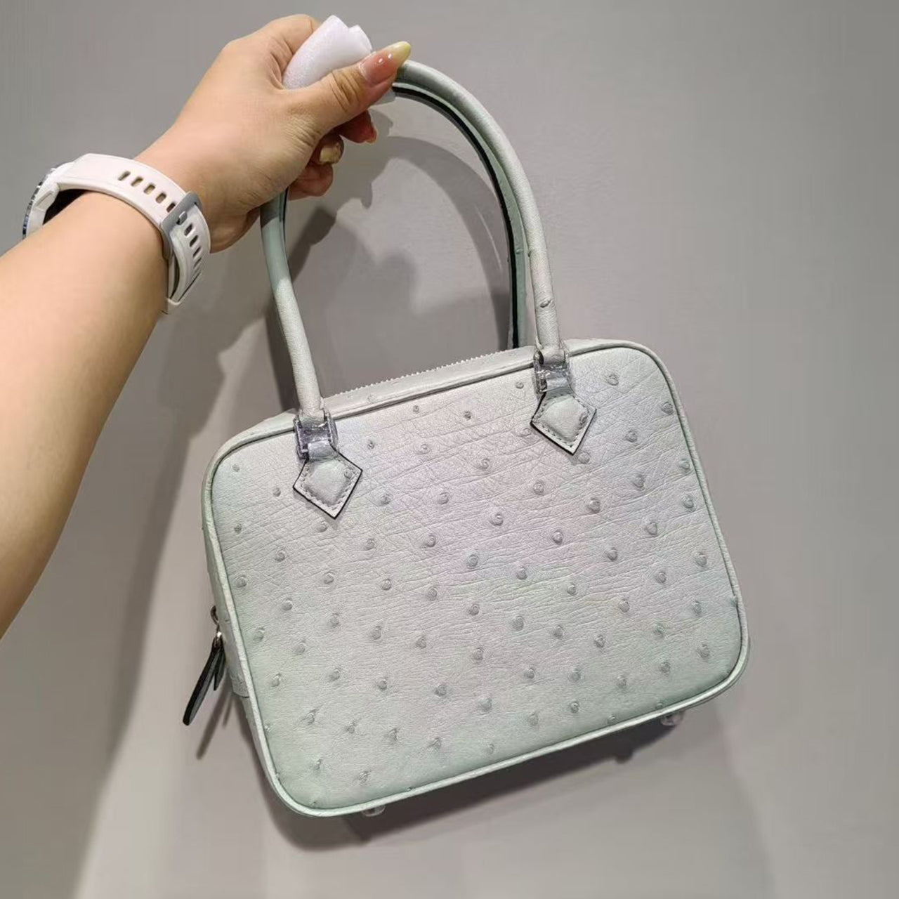 [PD1061] High end Handmade wax stitches premium Full Orstrich leather Plume style crossbody handbag  PD1061