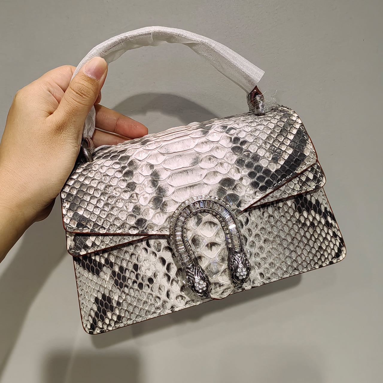 [PD1062] Limited edition Handmade full genuine snakeskin top handle flap handbag crossbody PD1062
