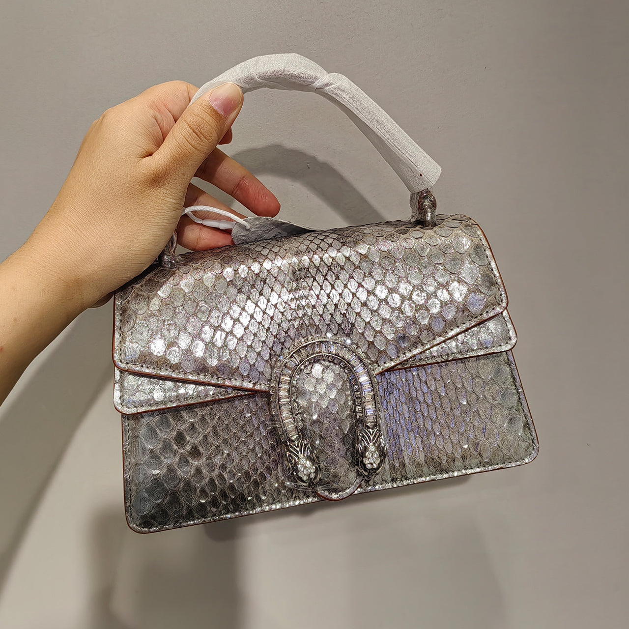 [PD1062] Limited edition Handmade full genuine snakeskin top handle flap handbag crossbody PD1062