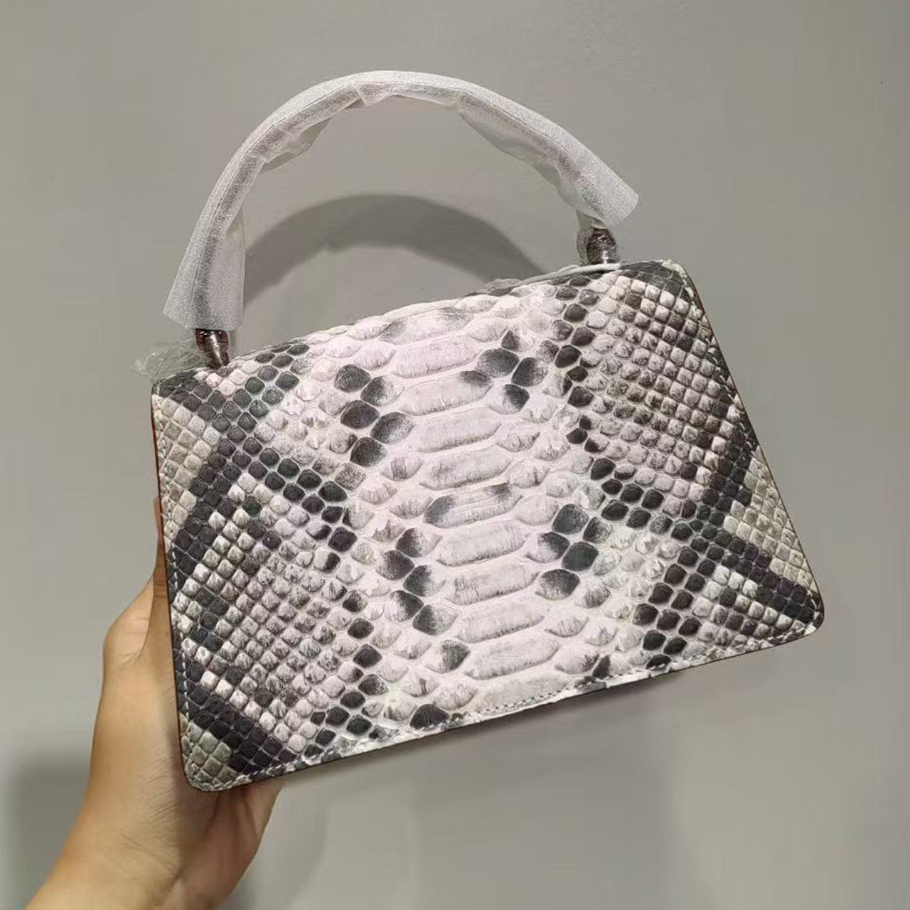 [PD1062] Limited edition Handmade full genuine snakeskin top handle flap handbag crossbody PD1062