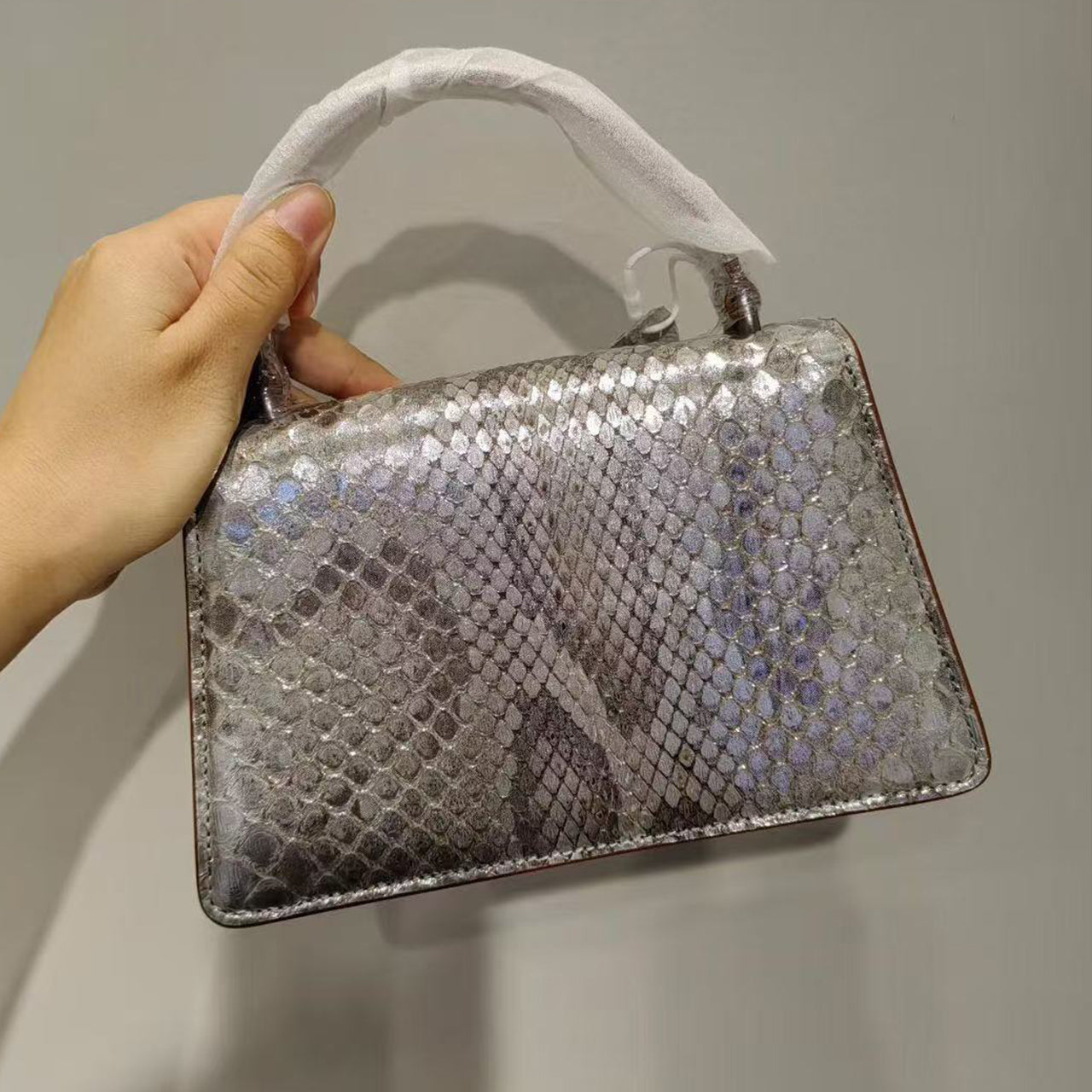 [PD1062] Limited edition Handmade full genuine snakeskin top handle flap handbag crossbody PD1062
