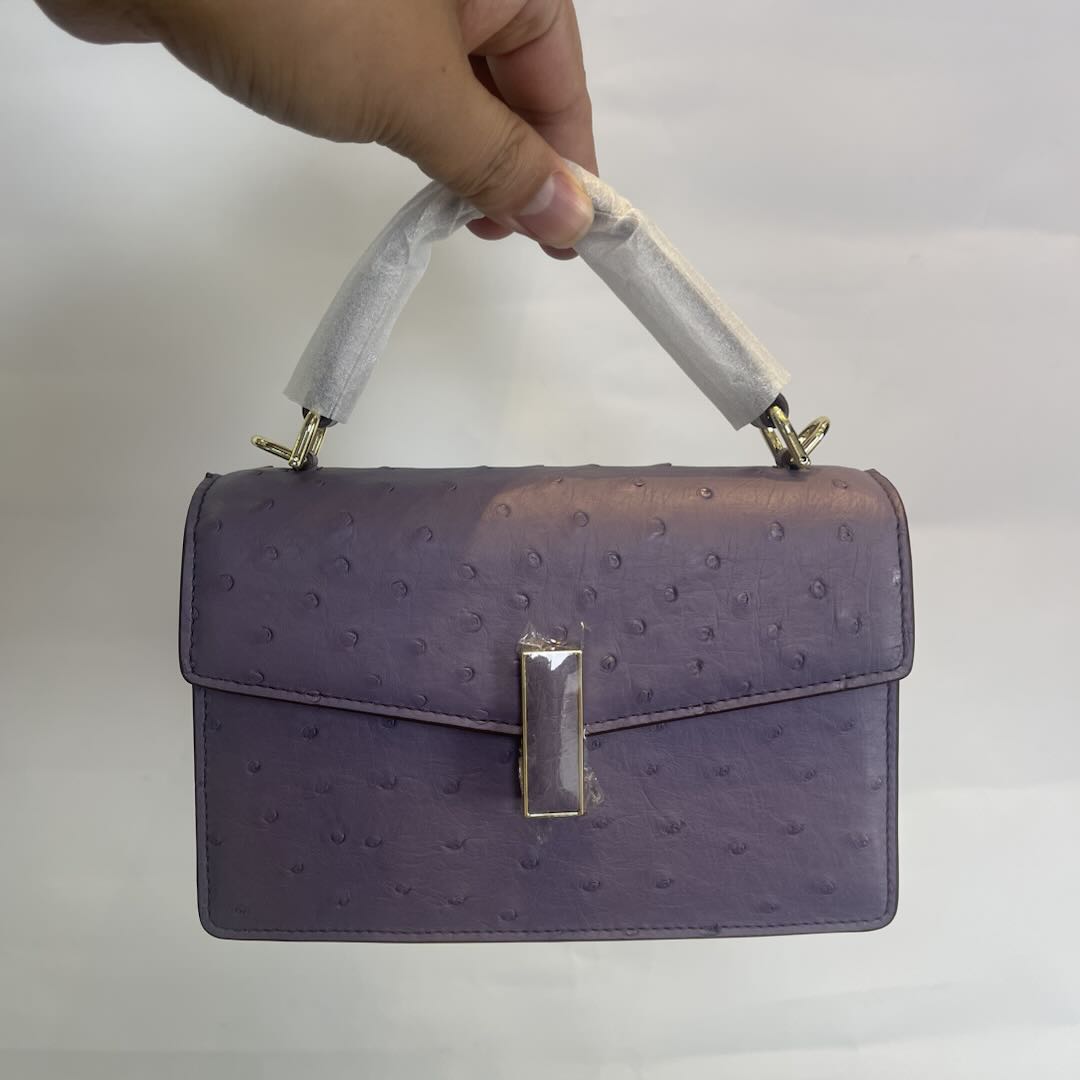 [PD1064] Luxury Women's Ostrich Leather Flap Handbag PD1064