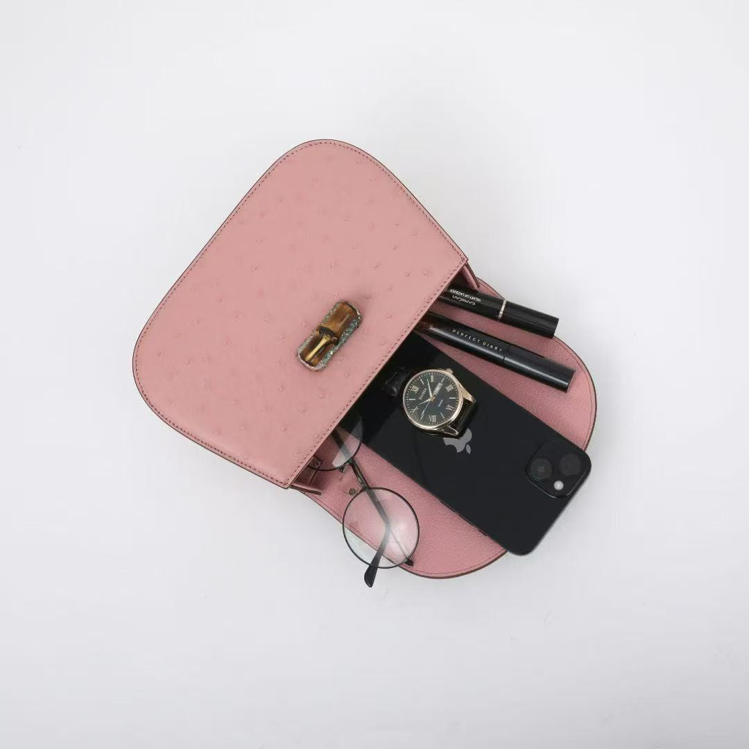 [PD1068] Handmade Bamboo exotic skin handbag crossbody snakeskin Orstrich skin PD1068