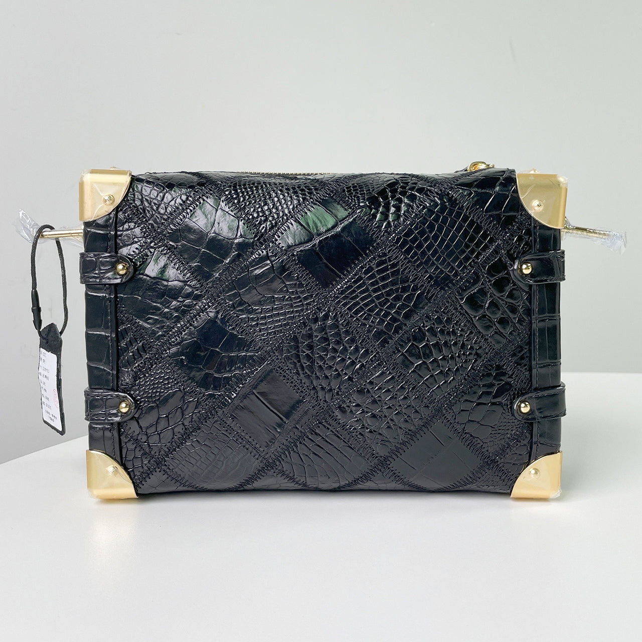 [PD1071] Genuine crocodile leather handmade woven trunk Boston bag  PD1071