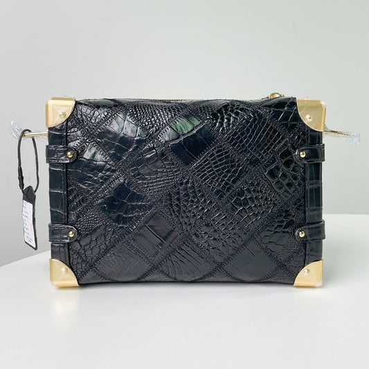 [PD1071] Genuine crocodile leather handmade woven trunk Boston bag  PD1071