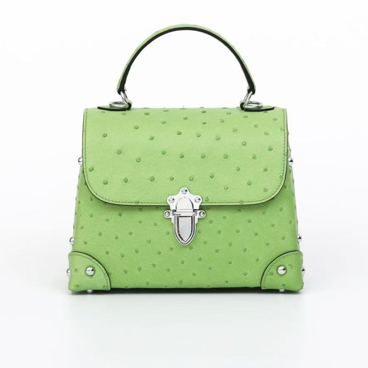 [PD1074] Luxury High-Grade Ostrich Leather Handheld Flip Cover Bag – Women’s Top Handle Bag, Shoulder Bag, Crossbody Bag PD1074