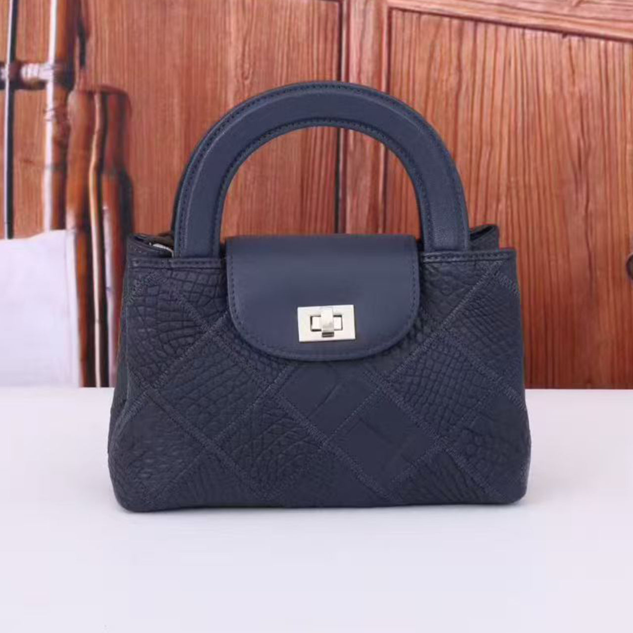 [PD1077] Handmade genuine crocodile leather nano style 19cm long chain strap crossbody handbag PD1077