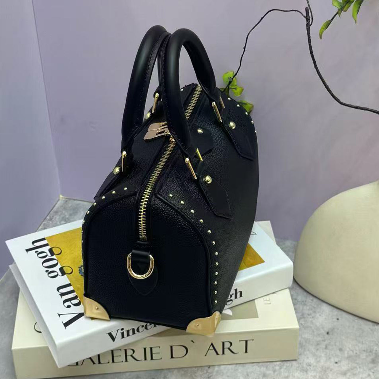 [PD1084] High-Quality Top-Grain Cowhide Leather Women's Boston Bag - Genuine Leather Tote Bag, Classic Crossbody Shoulder Bag PD1084