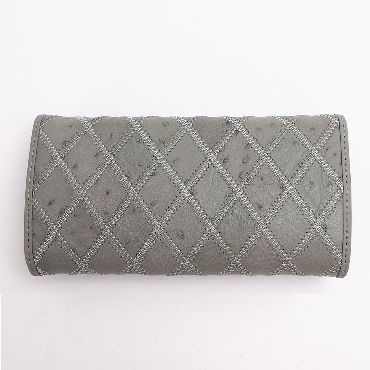 [PD1091] Handmade genuine Orstrich leather 19cm diamond quilted silver hardware wallet on long chain crossbody sling can fit promax  PD1091