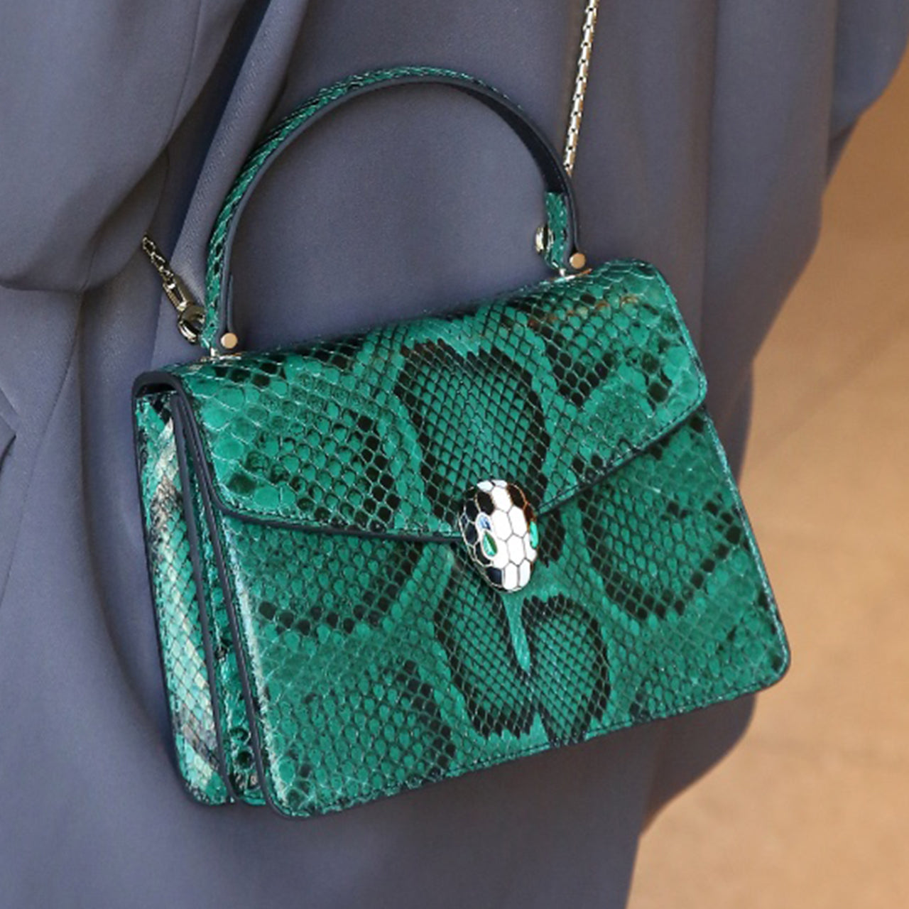 [PD1092] Luxury grade handmade full genuine snakeskin with long strap handbag crossbody sling 22cm full leather lining for events PD1092