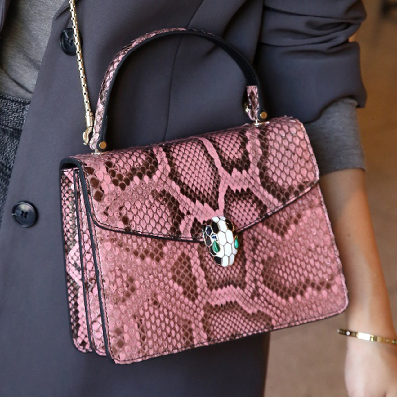 [PD1092] Luxury grade handmade full genuine snakeskin with long strap handbag crossbody sling 22cm full leather lining for events PD1092