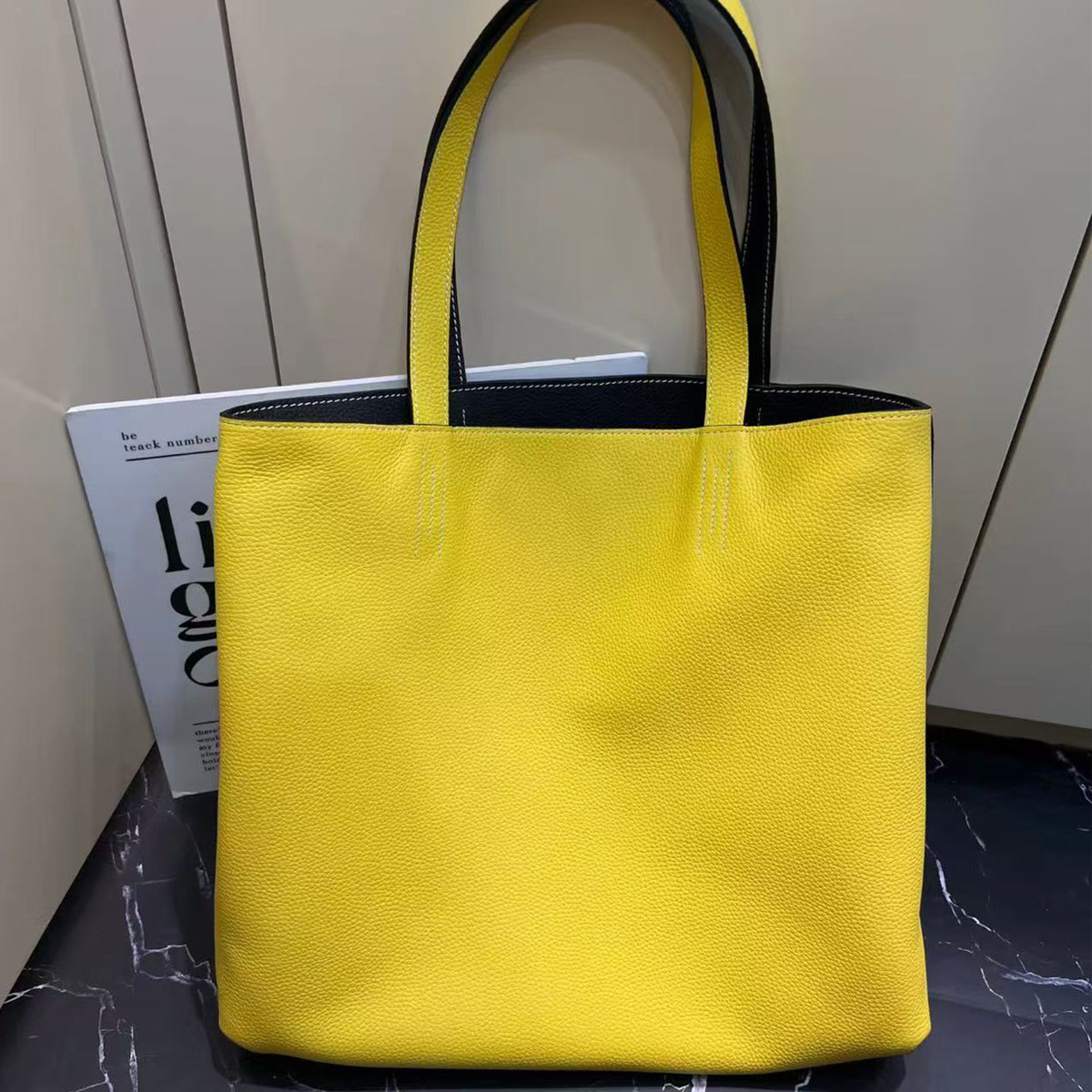 PD1095] 36cm Large Top-Grain Cowhide Leather Tote Bag, Double-Sided Shoulder Bag PD1095