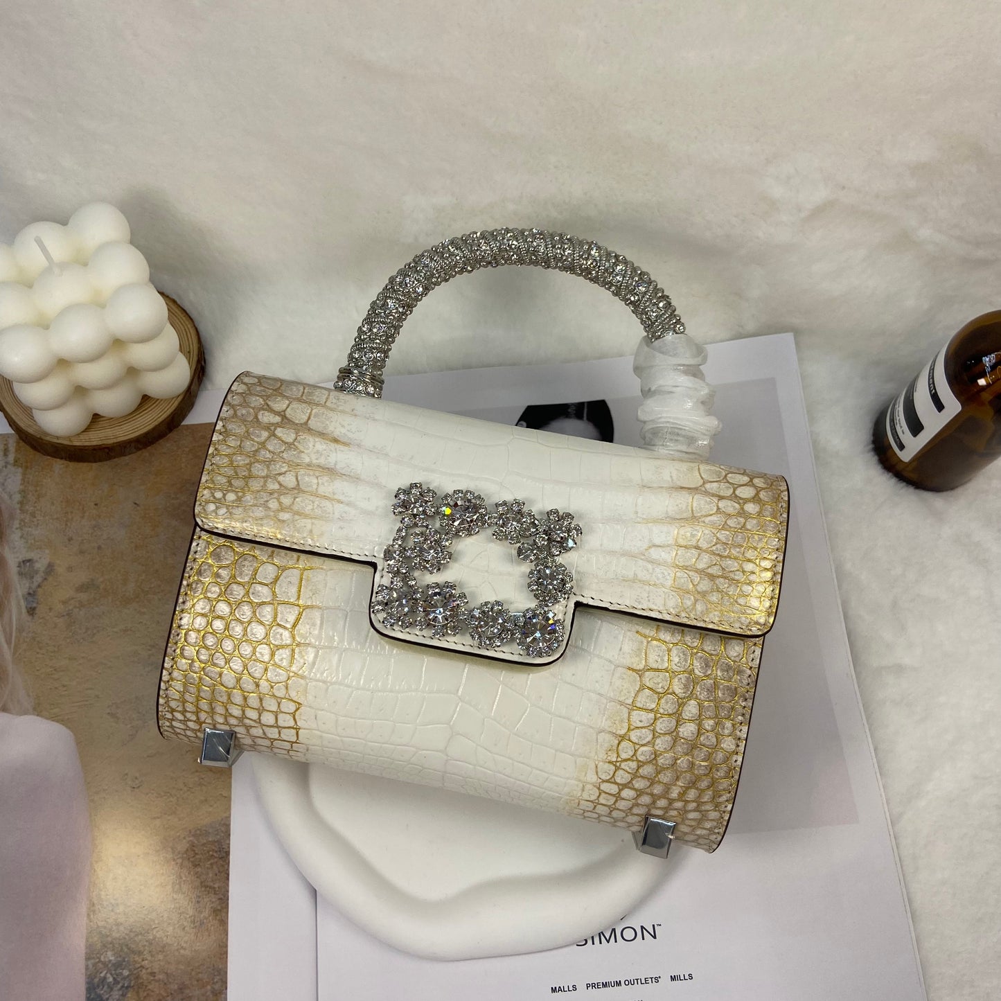 [PD1106] Premium Crocodile Leather Handheld Flap Bag PD1106