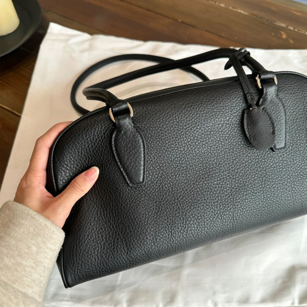 [PD1108] Genuine Natural Tumbled Top-Grain Cowhide bowling Boston Soft breathable with patina beauty French style size 32cm shoulder baguette bag PD1108