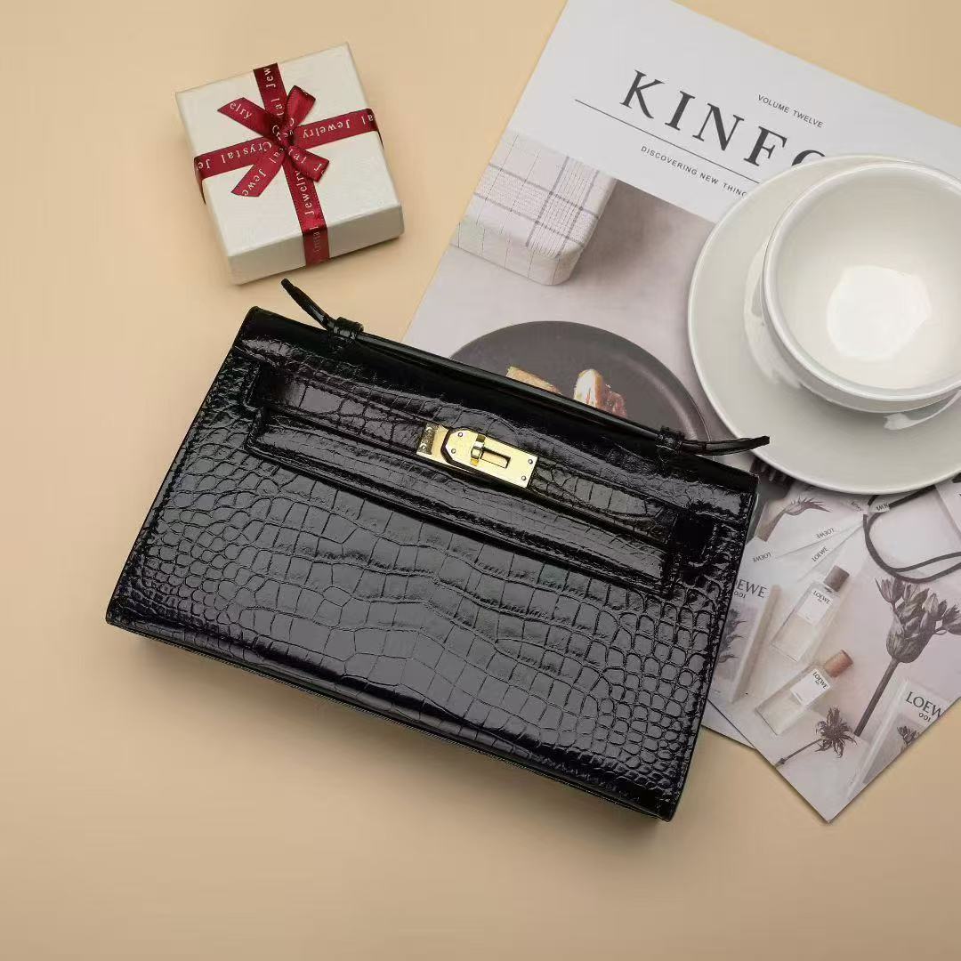 [PD1111]Limited edition Genuine crocodile leather size 22cm handbag durable gold hardware for events PD1111