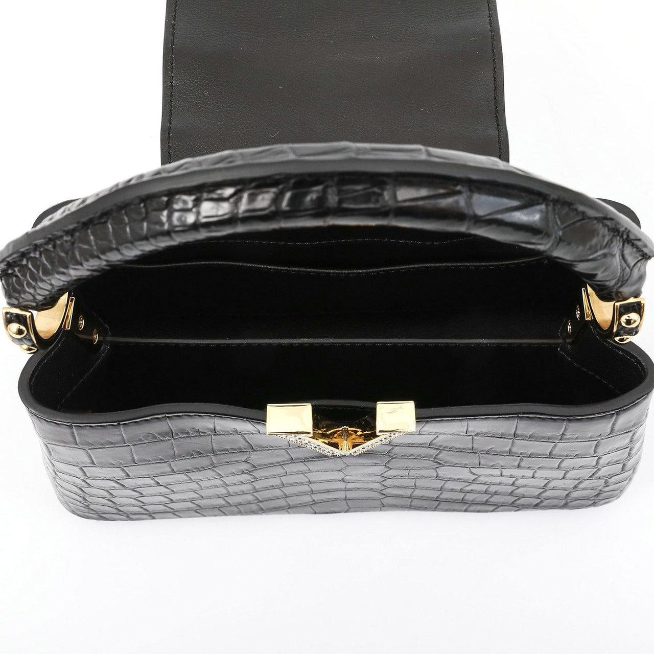 [PD1112] Luxurious Genuine crocodile leather V bag with long strap can fit promax handbag for events crossbody PD1112