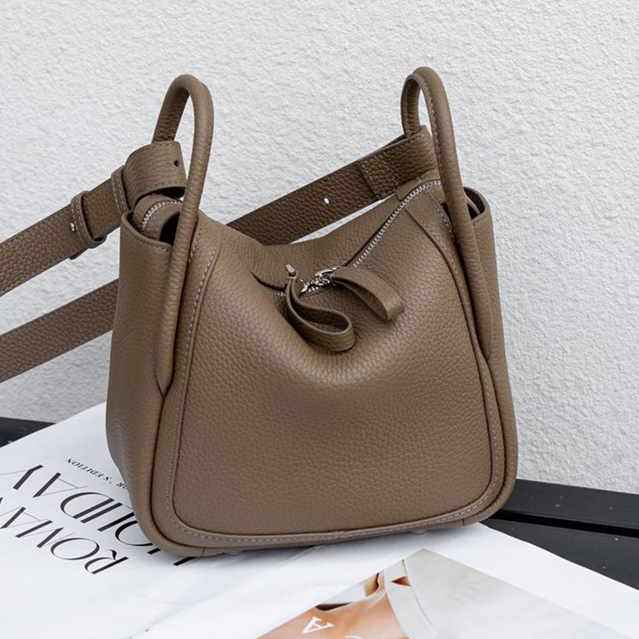 [PD1117] High-Quality Top Grain Cowhide Leather Handbag - Women's Pillow-Shaped Bag, Genuine Leather Shoulder Bag & Crossbody Bag PD1117