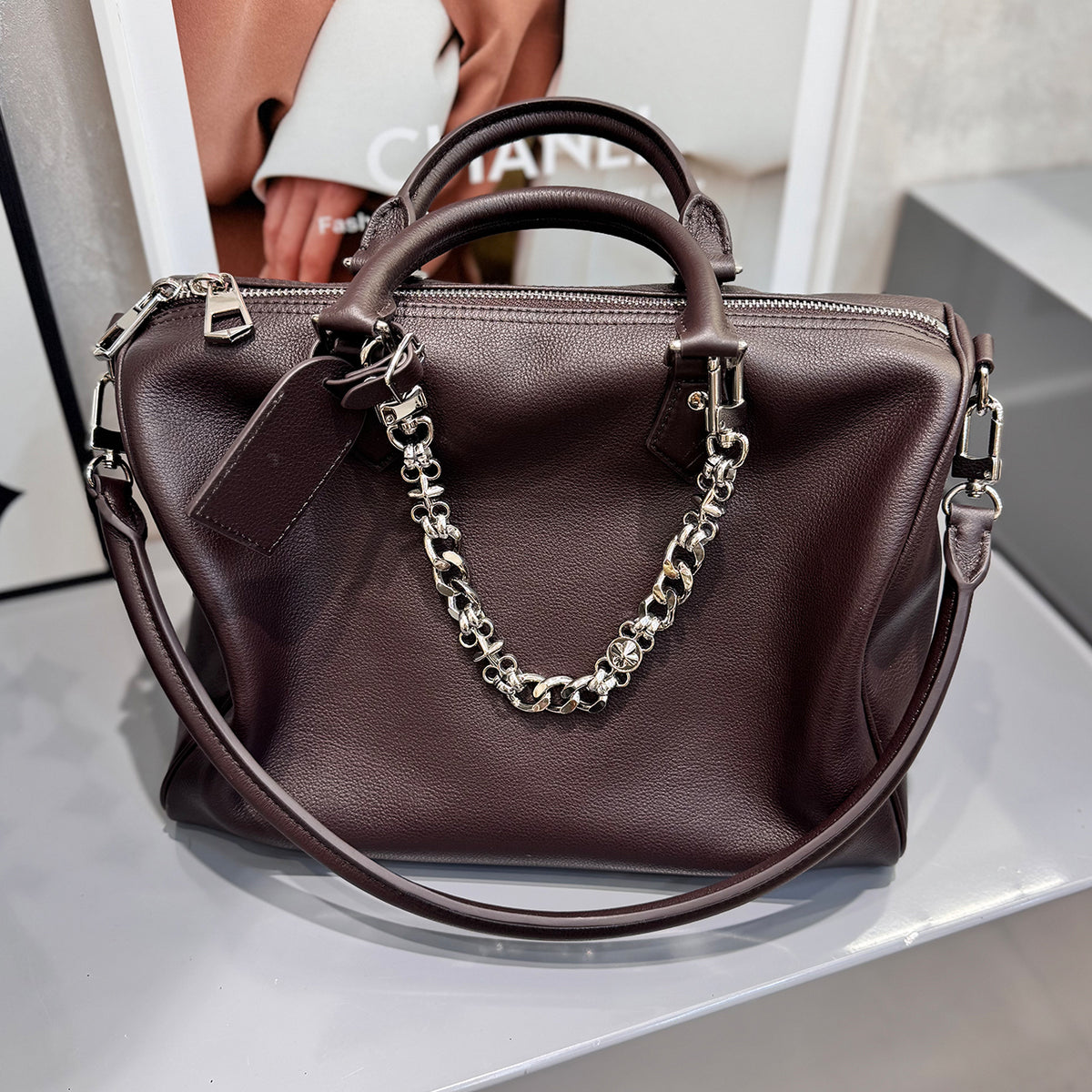 [PD1118 Large size] Top-grain calfskin Boston bag, large size, genuine leather—can be carried by hand or worn crossbody PD1118