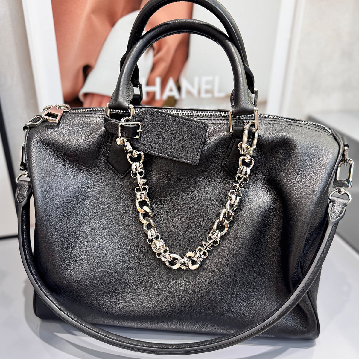 [PD1118 Large size] Top-grain calfskin Boston bag, large size, genuine leather—can be carried by hand or worn crossbody PD1118