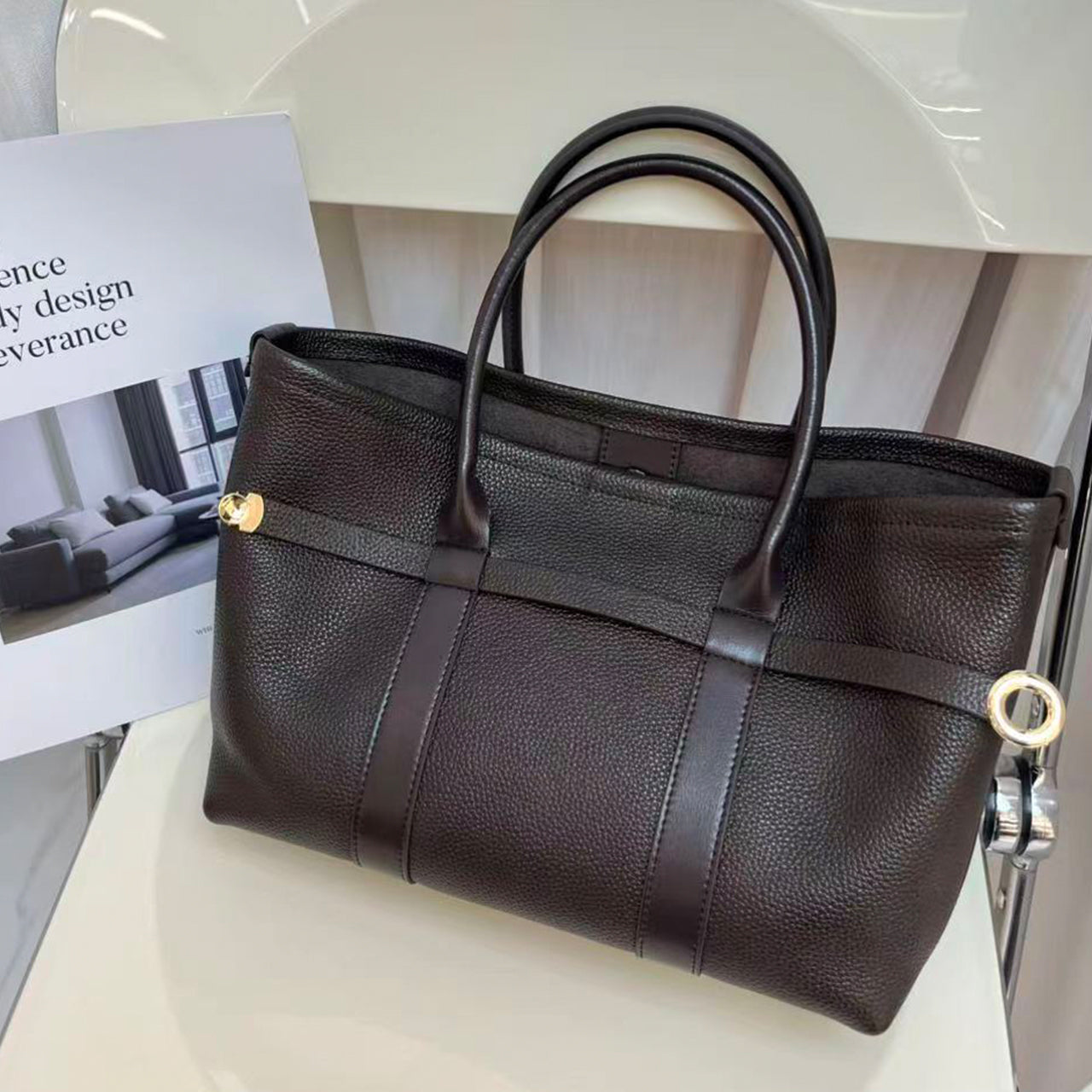 [PD1121] Luxury grade handmade Barenia faubourg leather handbag gold hardware long strap for crossbody shoulder wear can fit long wallet PD1121