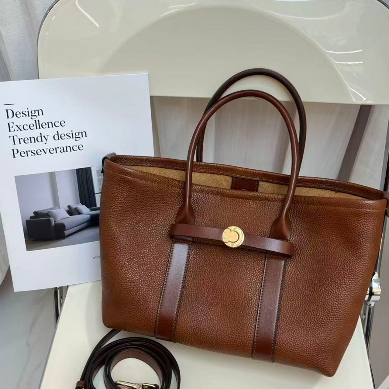 [PD1121] Luxury grade handmade Barenia faubourg leather handbag gold hardware long strap for crossbody shoulder wear can fit long wallet PD1121