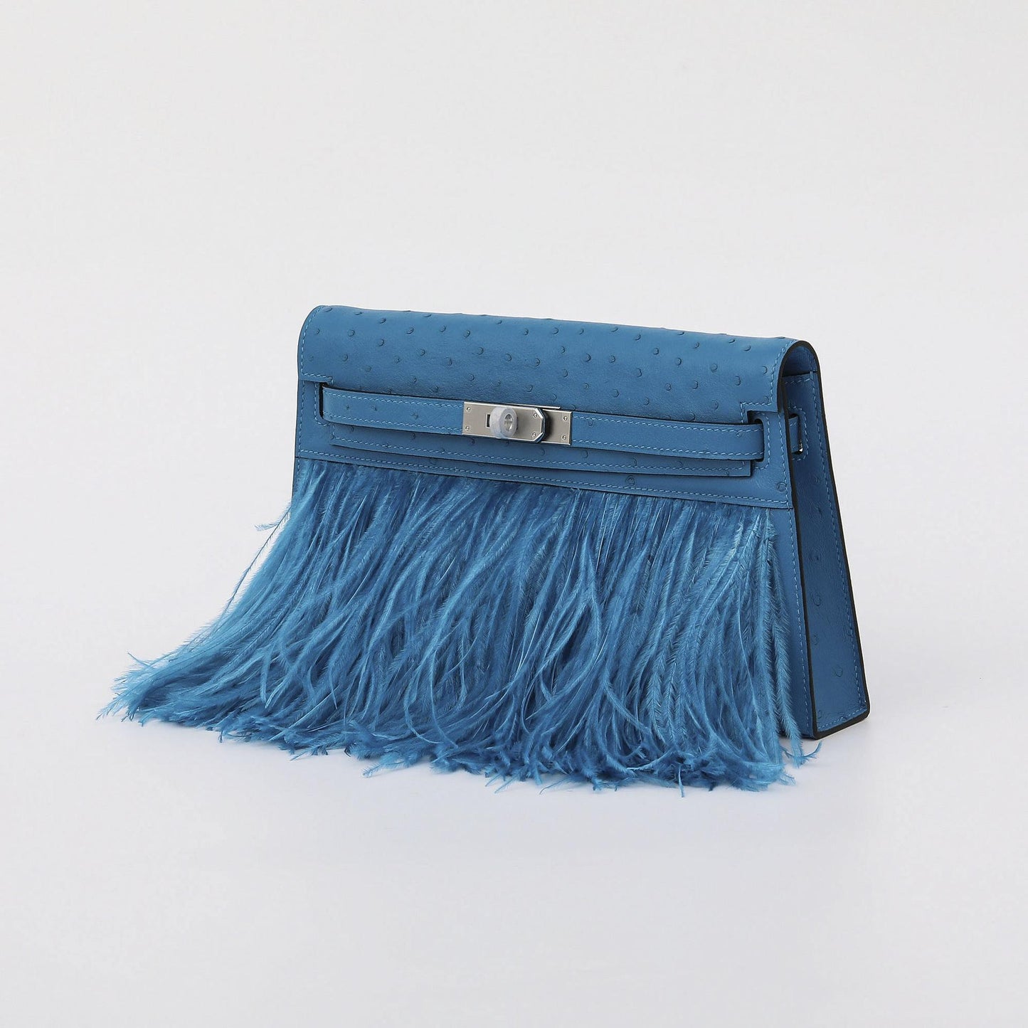 [PD1124]2026 Runway style Handmade full original ostrich leather original ostrich feather size 27cm lightweight clutch bag for events occasions PD1124